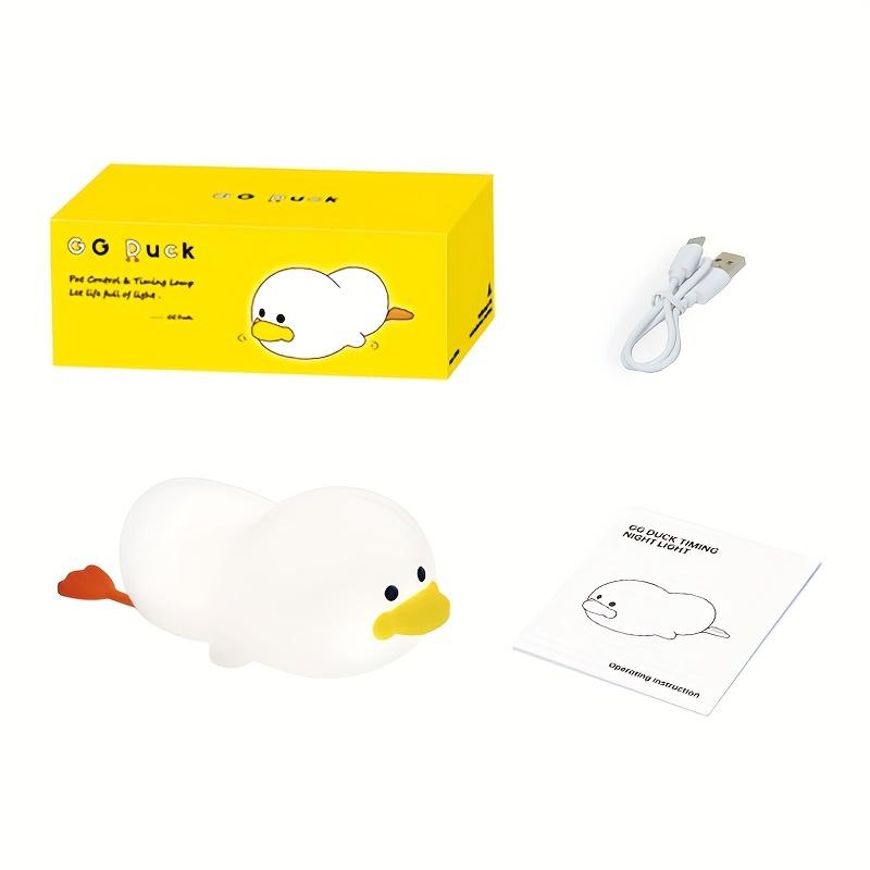 Cute Silicone Duck Night Light Children's Nightlight Gift USB Rechargeable Animal Touch Bedside Slepp Lamp Timing Function