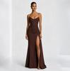 2026 Cross-border Women's Clothing New Tube Top Skirt Pleated Side High Split Skirt Slim-fitting European and American Gauze Dress Evening Dress