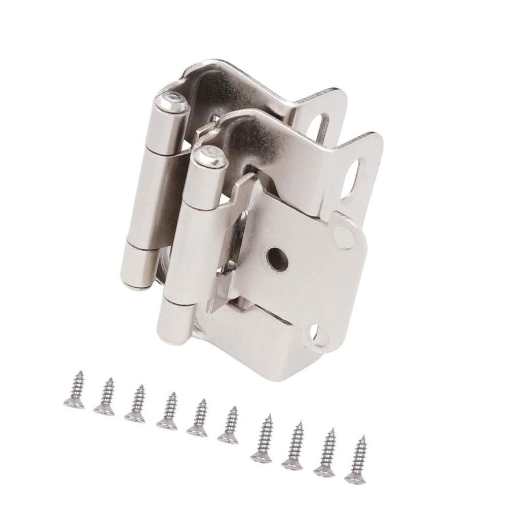 Pack of 2 Antique Steel Cabinet Hinges for Kitchen Door Partial Wrap Closing 1/2Inch Overlays Half Hide Designs
