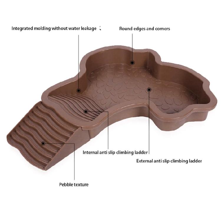 Turtles Habitat Bowl With Ergonomic Steps 4.3cm Depth Scratch Resistant For Indoor and Outdoor Use