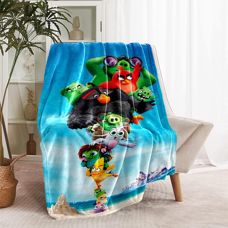 1pc Blanket angry Birds Print Design, Lightweight Blanket for Sofa, Bed- Soft &Warm, Gift for All Seasons like Christmas, Halloween