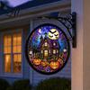 Waterproof Yard Sign Solar Halloween LED Hanging Light Outdoor Lighted Festive Path Lights Decor for Porch Garden Halloweens Party Wall Ornament