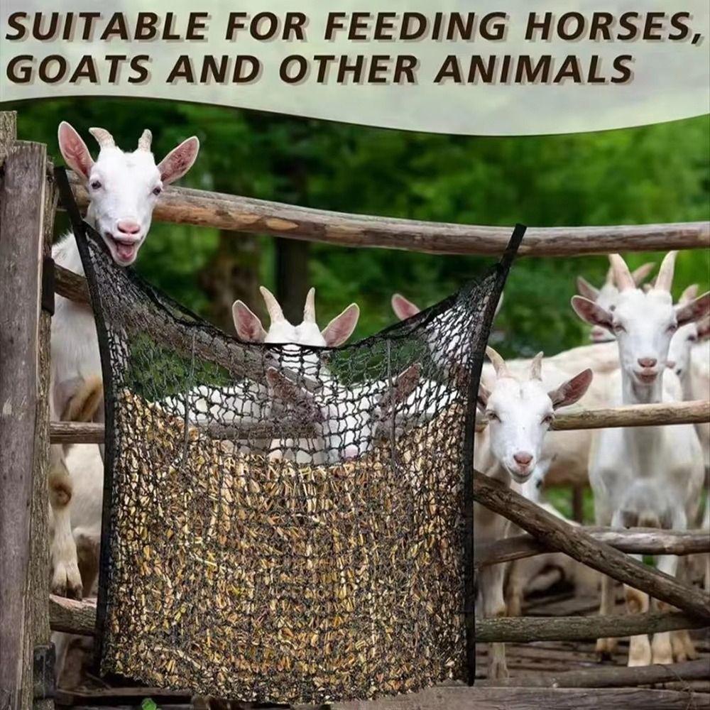 1Pcs New Durable Slow Feed Hay Net Hanging Large Capacity Horse Hay Bag 80x90cm Hay Feeder Bag for Horses Goat Sheep