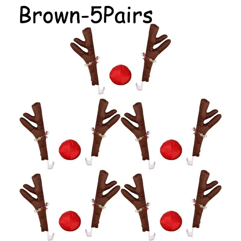 Car Motorcycle Merry Christmas Decor Helmet Protective Full Face Cover Rearview Mirror Trim Santa Claus Reindeer Antlers Bell