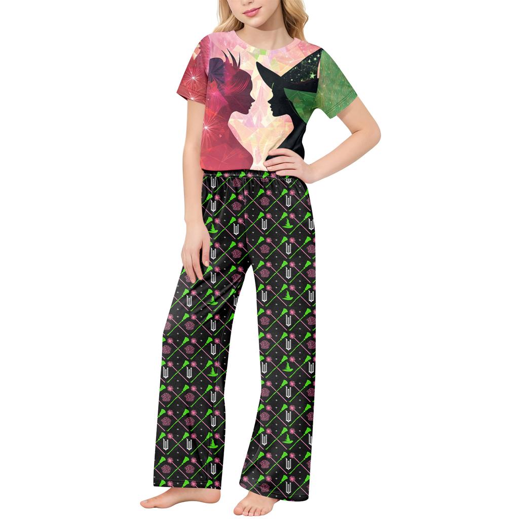 Children's Short-Sleeve Printed Two-Piece Pajama Set With T-Shirt And Pants