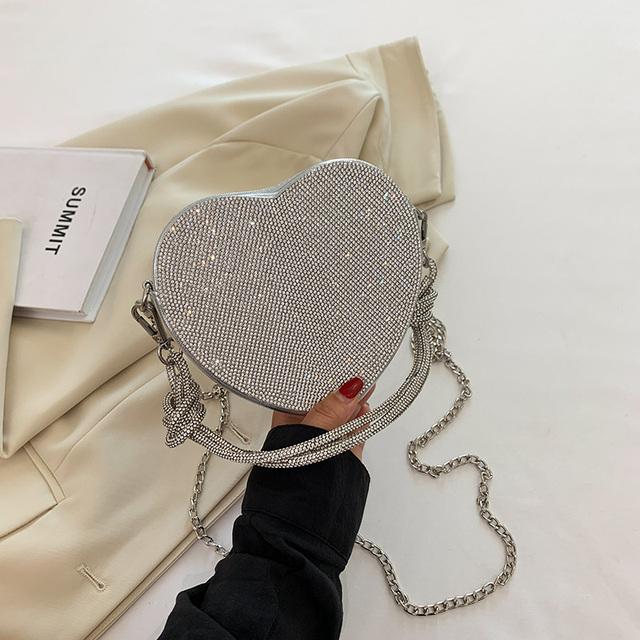 Manico Nodo Strass Pochette da Sera Lusso Designer Cristallo Diamanti Borsa a Mano Portamonete Carina Cuore d'Amore Borsa a Tracolla Mini