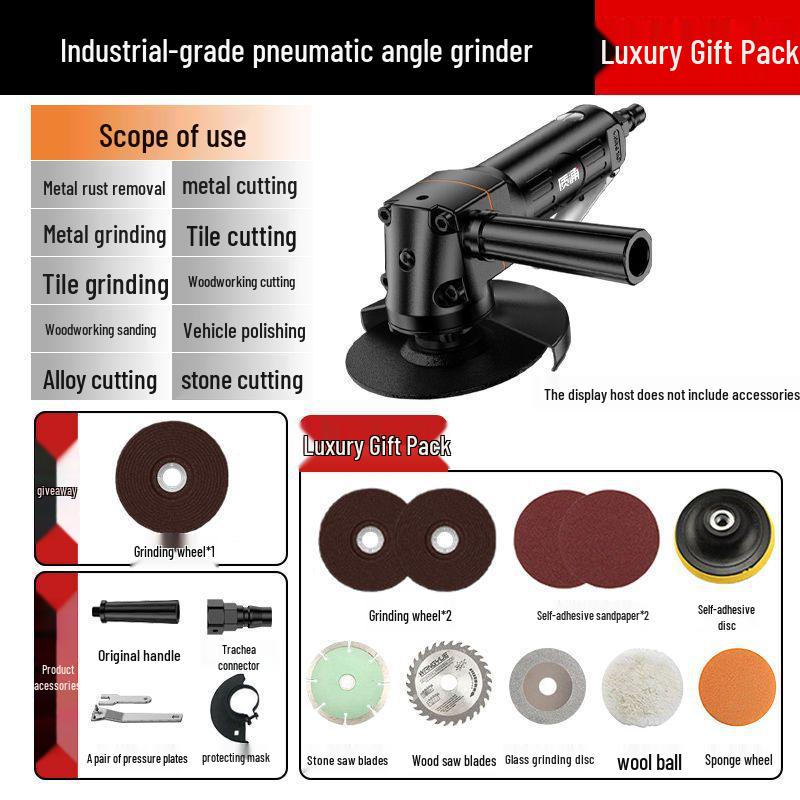 Industrial-Grade Pneumatic Angle Grinder/Polisher: Multi-Function, 4-7 Inch Cutting & Grinding Wheel Machine
