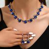 Retro Palace Style Blue Diamond Jewelry Set: Elegant Necklace & Earring for Party or Banquet