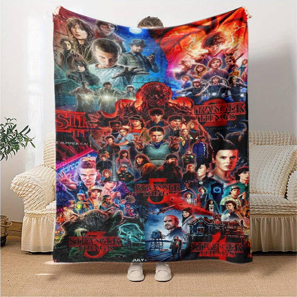 Stranger Print Flannel Blanket High Quality Warm Comfortable Cover for All Seasons Perfect for Gifts Home Decor