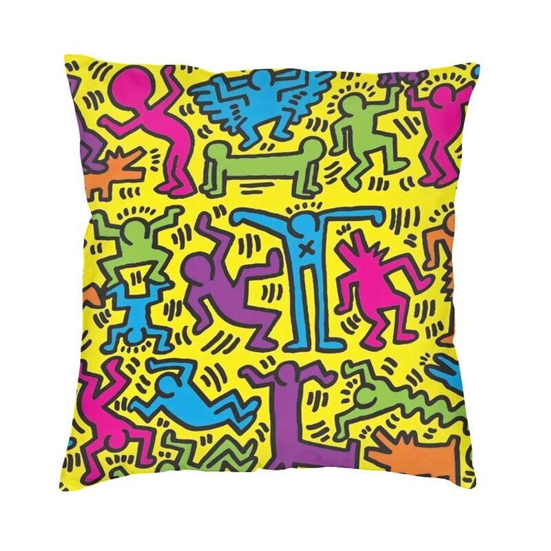 

Fashion Abstract Dance Mickey Haring Cushion Cover 45x45 Polyester Keiths Dancer Graffiti Pillow Case for Car Square Pillowcase