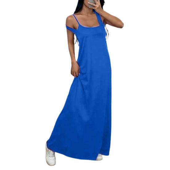 

Women Cami Top Dress Two Piece Set Summer Solid Color Wide Strap Long Dress Camisole Casual Ankle Length Sleeveless Midi Dress XL