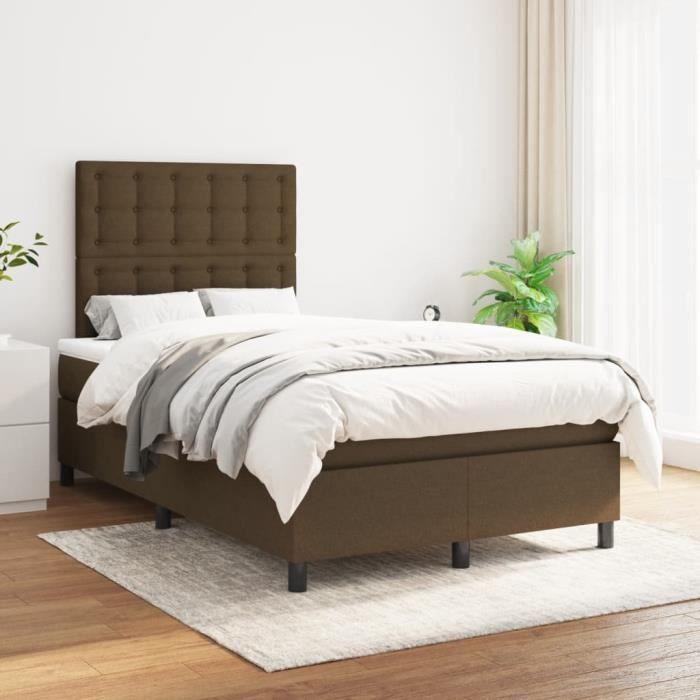 VidaXL Lit à sommier tapissier avec matelas Marron foncé 120x200 cm - Modèle 3142084