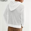 INCERUN Herren Langarm Aushöhlen Lose Kapuzen Sweatshirts Tops
