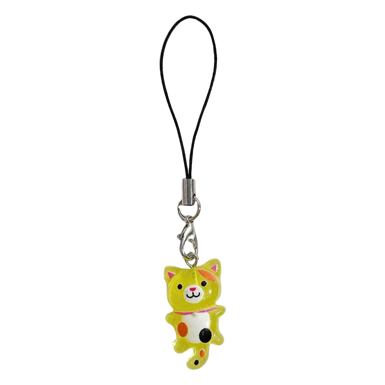 

Resin Cat Keychain Cartoon Phone Strap Stylish Key Accessory Present for Youthful Adults Who Love Cute Animal Designs жёлтый