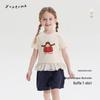 Girls' Summer Cartoon Print Ruffle Short Sleeve Top