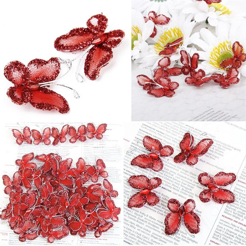 Butterflies Decorations For Tinsel Crafts Wire Butterfly Decor Butterfly Glitter Wedding Decorative Removable