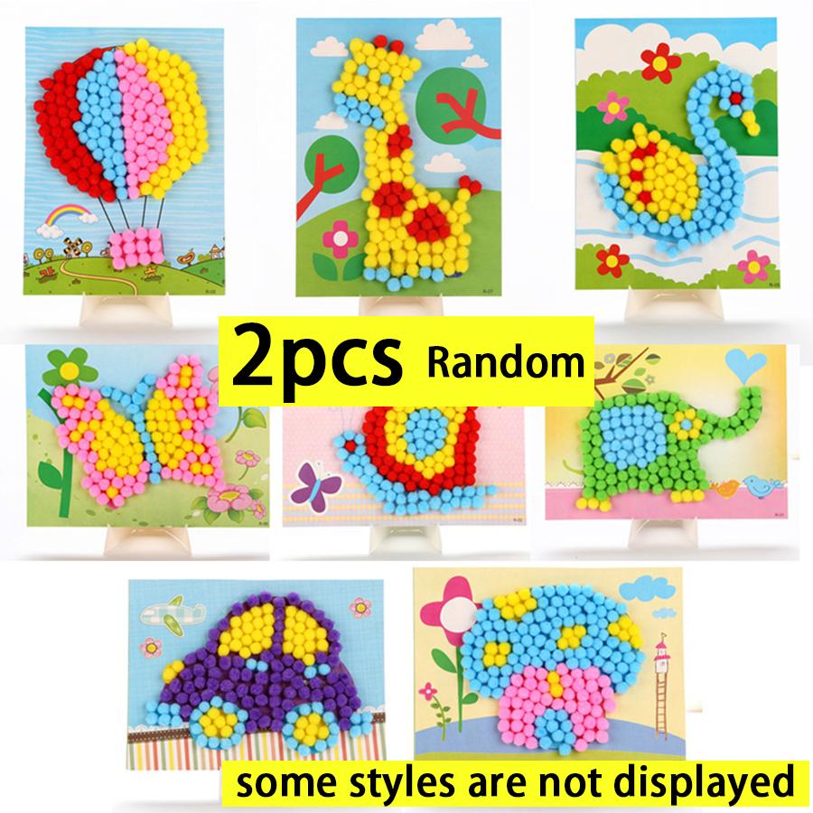 2/4pcs Plush Ball Paintings Felt DIY Handicraft Art Entertainment Supplies for Party Game Home Decor Creative Birthday Gift XJM
