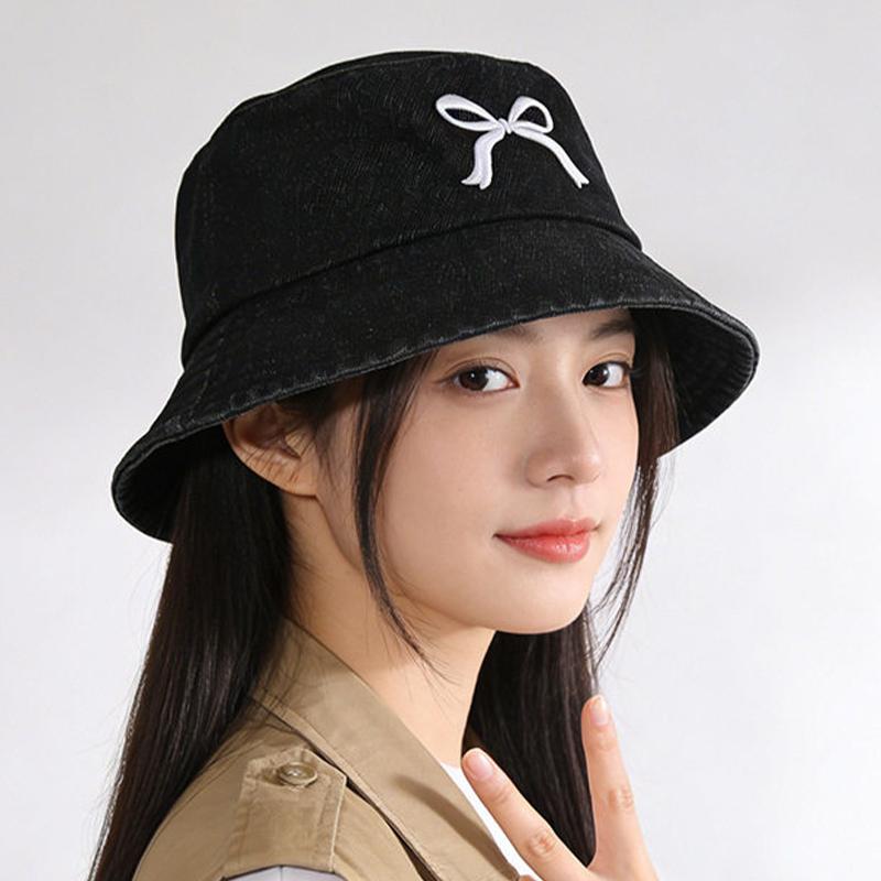 Washed Denim Bucket Hat For Women Retro Wide Brim Fisherman Cap Summer Outdoor Sun Hat