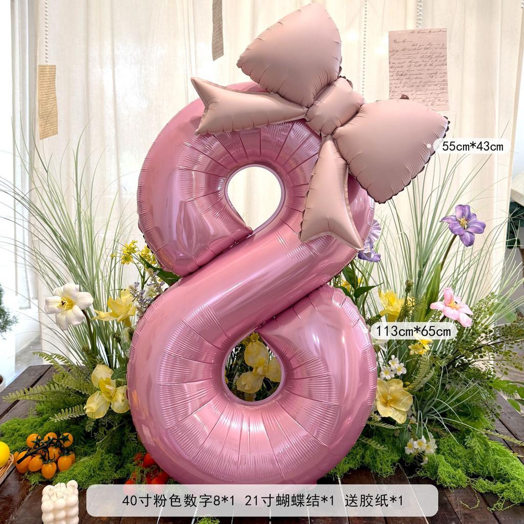 1pc Large Pink Number-Shaped Foil Balloons for Birthday Party Anniversary Festival Banquet Celebration Atmosphere and Decorative