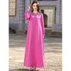 New Arrival Middle East Hand-Stitched Diamond Hollow Lantern Sleeve Loose Dress Hand Sewn Diamond Dress