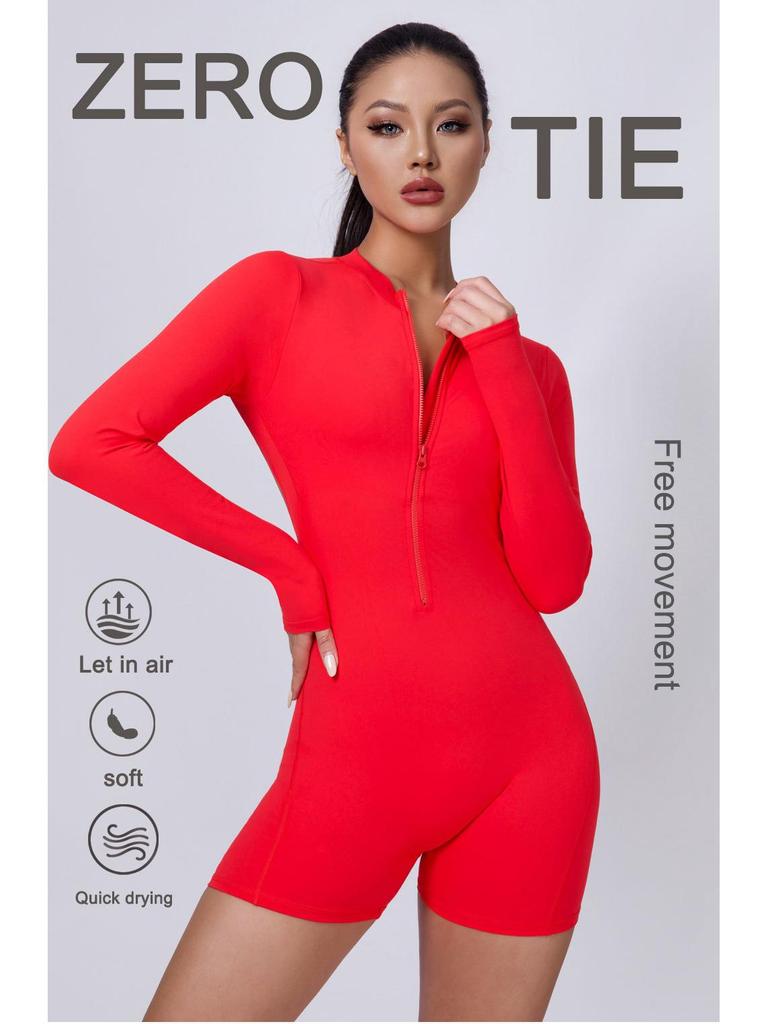 European & American Peach Lift One-Piece Yoga Bodysuit: Cross-Back, Hollow Design, Outerwear, Sports Shorts Style.