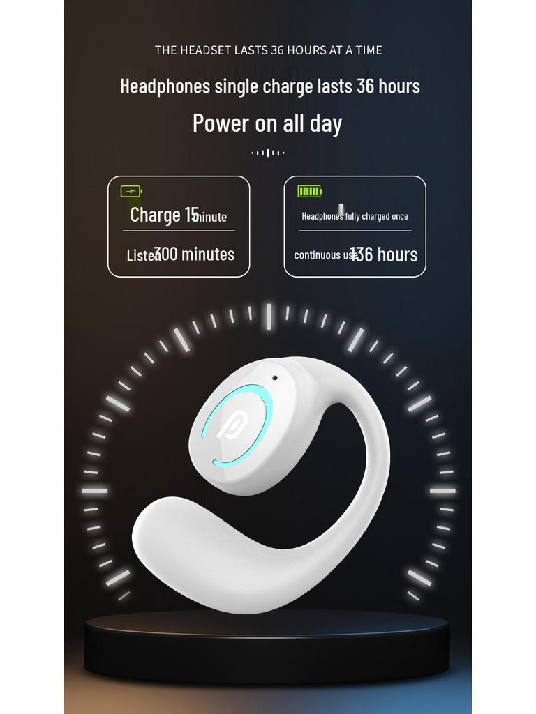 Mini Clip-On Bluetooth 5.3 Sport Earbuds - Single Ear, Noise Cancelling, In-Ear Design