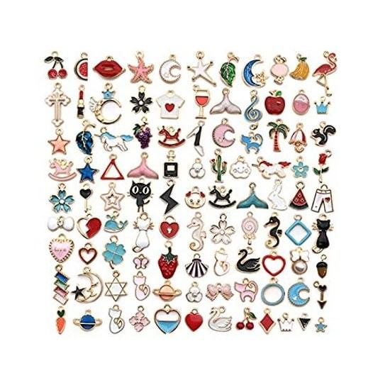 YFFSFDC Charm Accessory Parts 100-piece Set Necklace Earring Pendant Decoration Jewelry DIY Ornament Handmade Gift Decorative Item Craft
