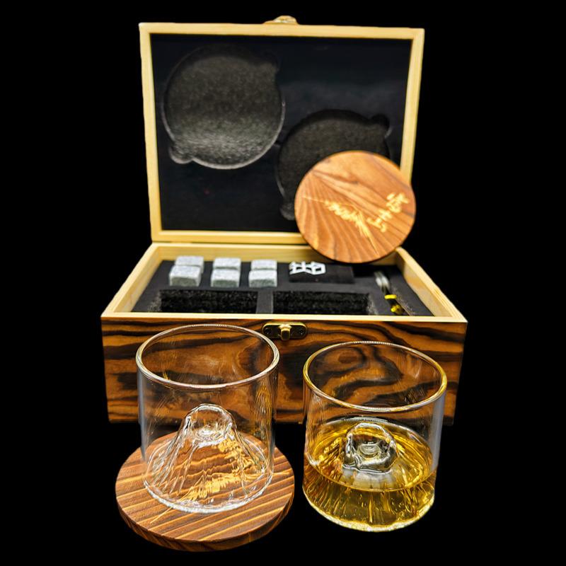 Whiskey Stones Gift Set,2 Glasses,6 Whiskey Stones,Ice Tongs,Reusable Whiskey Glasses,Men's Gift Father's Day Gift,Bar Party Kit