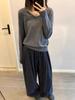 Plus Size Plaid Woolen Wide Leg Pants - Elastic Waist, Slimming, Hip Coverage, Women's Casual Straight Leg Long Pants