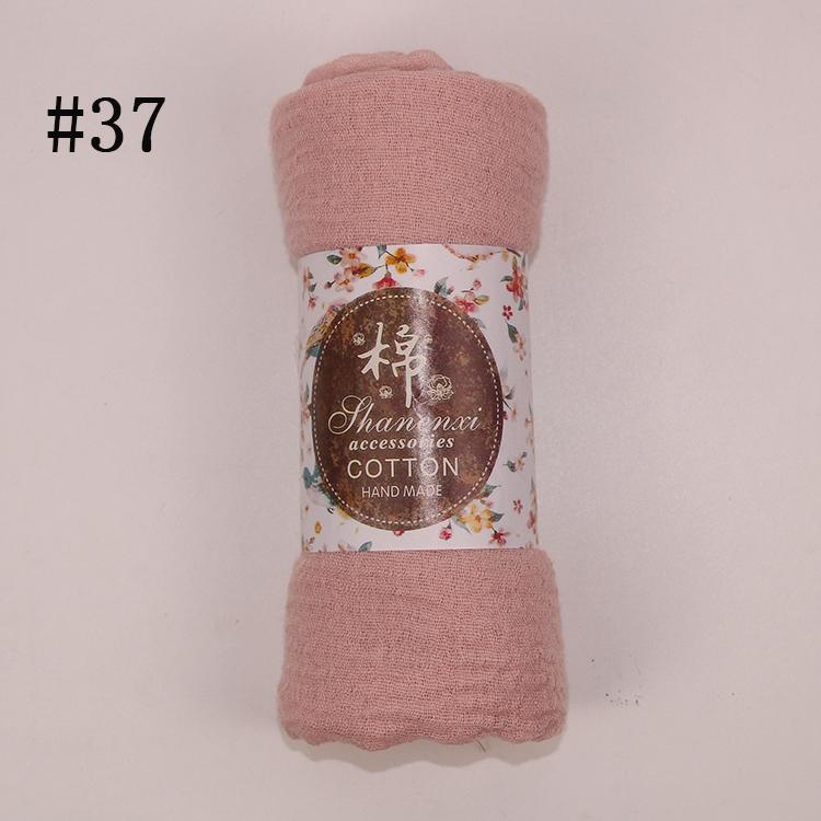 Muslim Women Solid Color Scarf Shawl Cotton Crinkle Hijab