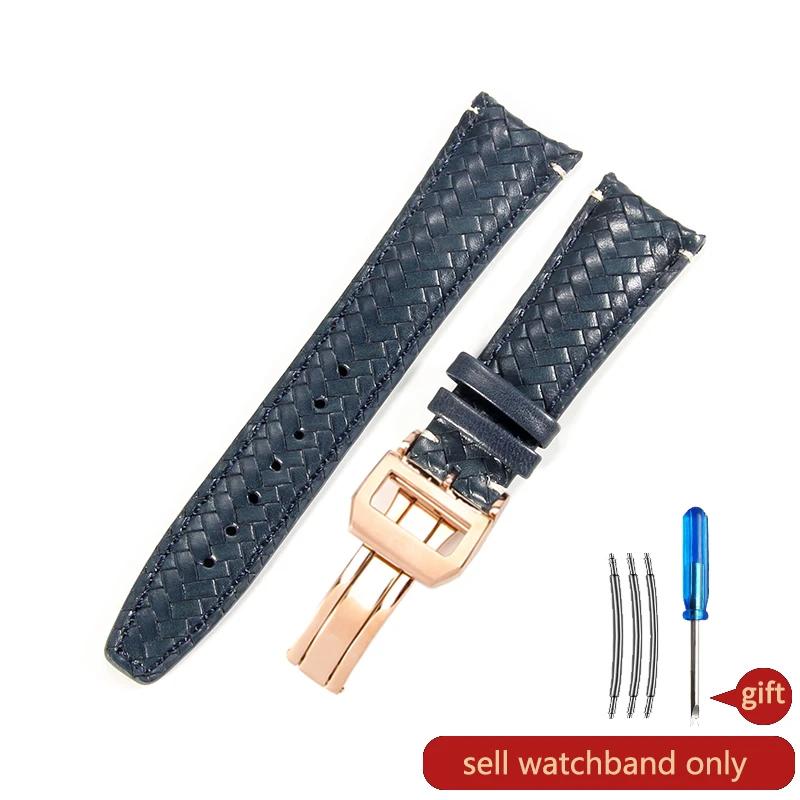 Für IWC Portugieser Serie IW503312 IW500713 IW371614 Elastische Wasserdichte Schweißfeste Gewebte Echte Rindsleder Uhrenarmbänder 20 22mm