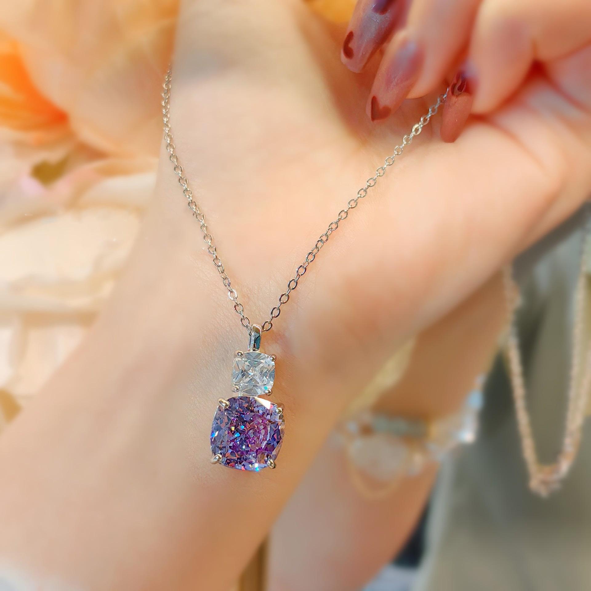 

Комплект колец с розовыми бриллиантами огранки «Ледяной цветок», из высокоуглеродистого бриллианта, Высококлассные роскошные серьги-пусеты с фиолетовым камнем, Подвеска-ожерелье, Женский