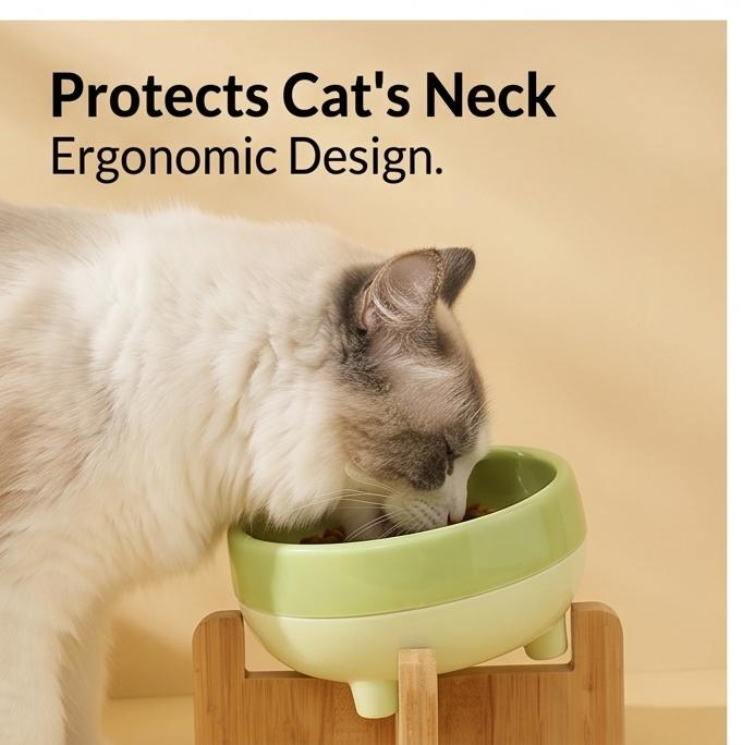 450ml Pet Bowl Flat & Slanted Neck Design Durable Cat Dog Food Water Bowl For Indoor All Season Feeding