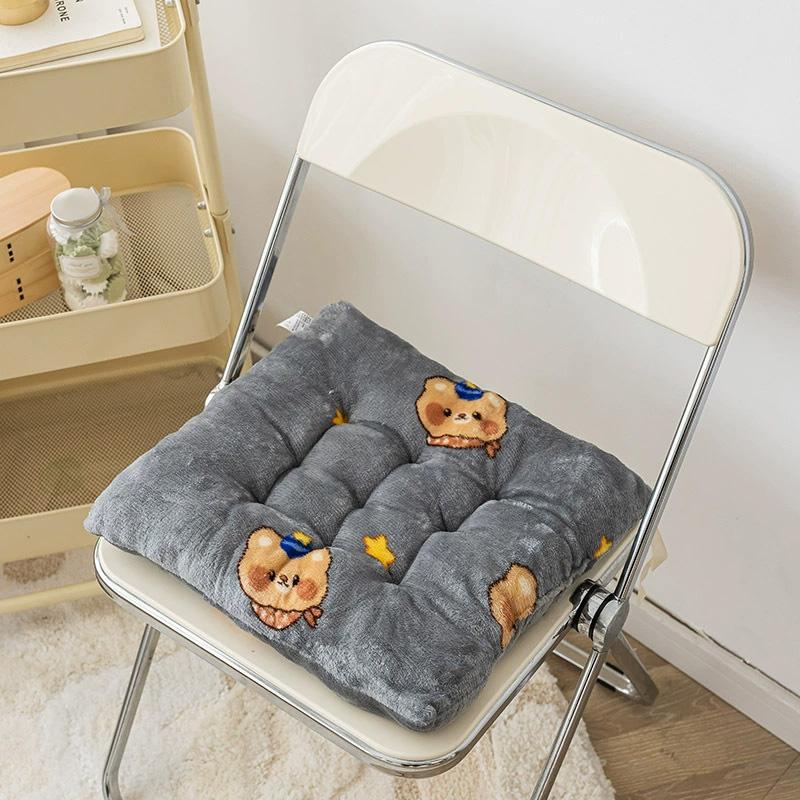 1PC Plush Thickened Chair Pad 40x40cm Square Non-slip Seat Cushion for Home&Office Butt Pad Back Cushion