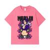 275 GSM Washed T-shirts 100% Cotton Seven Deadly Sins V8 Merlin Print Unisex Heavy Cotton T Shirt