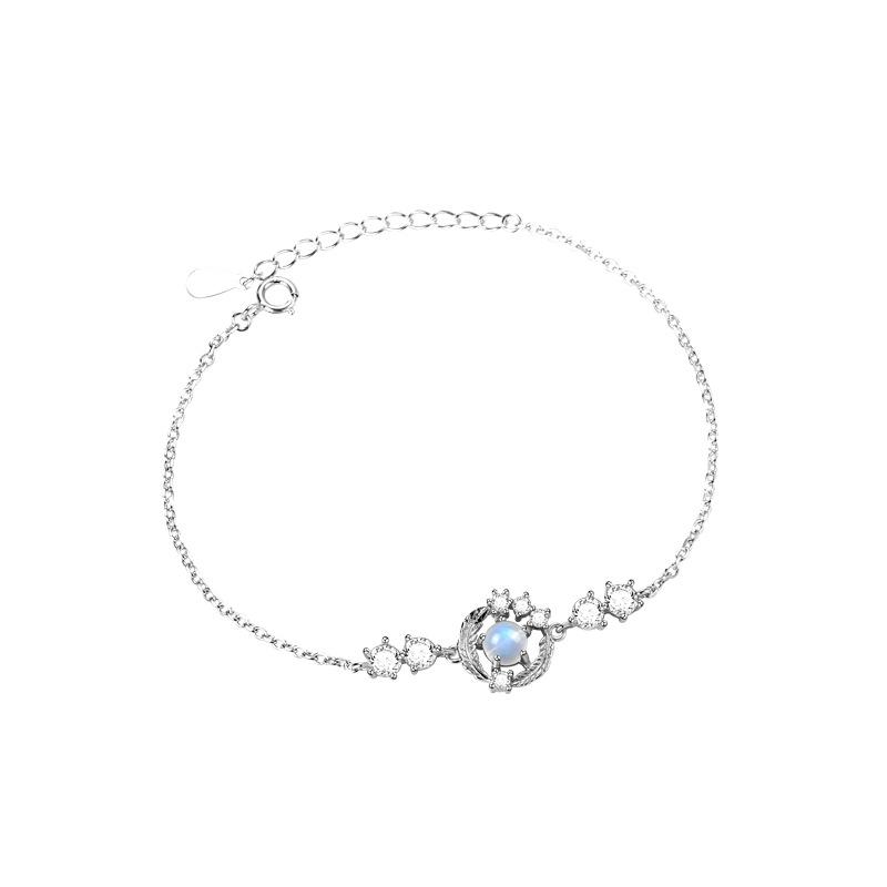 Feather You Accompany Moonstone Bracelet Women Niche Exquisite Ins Style Temperament High-end Bracelet Jewelry Women