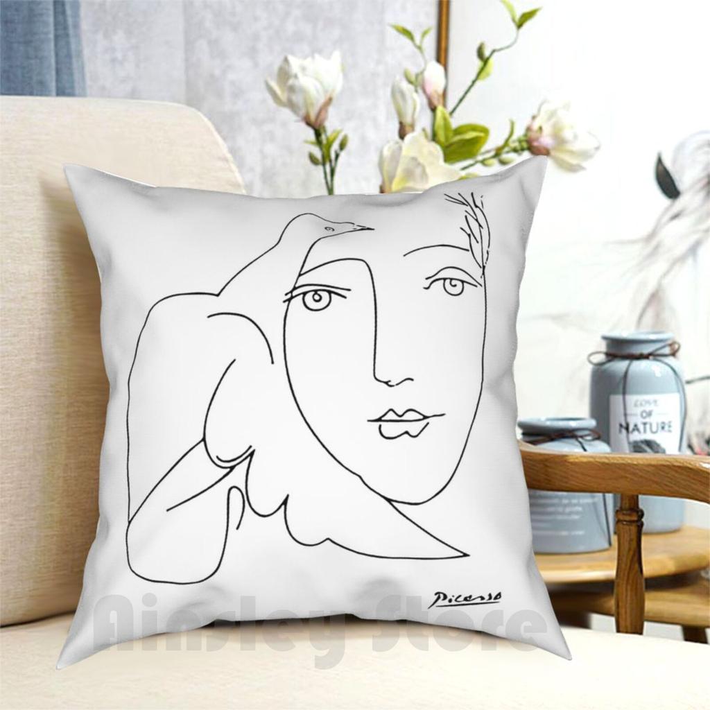Pablo Picasso Peace ( Dove And Face ) Sketch Artwork Pillow Case Printed Home Soft DIY Pillow Cover Anti War