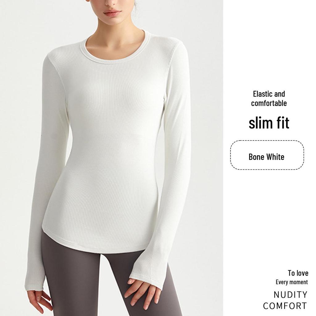 Premium High Elasticity Long Sleeve Yoga Top: Slimming & Stylish for Fitness, Running, and Casual Wear