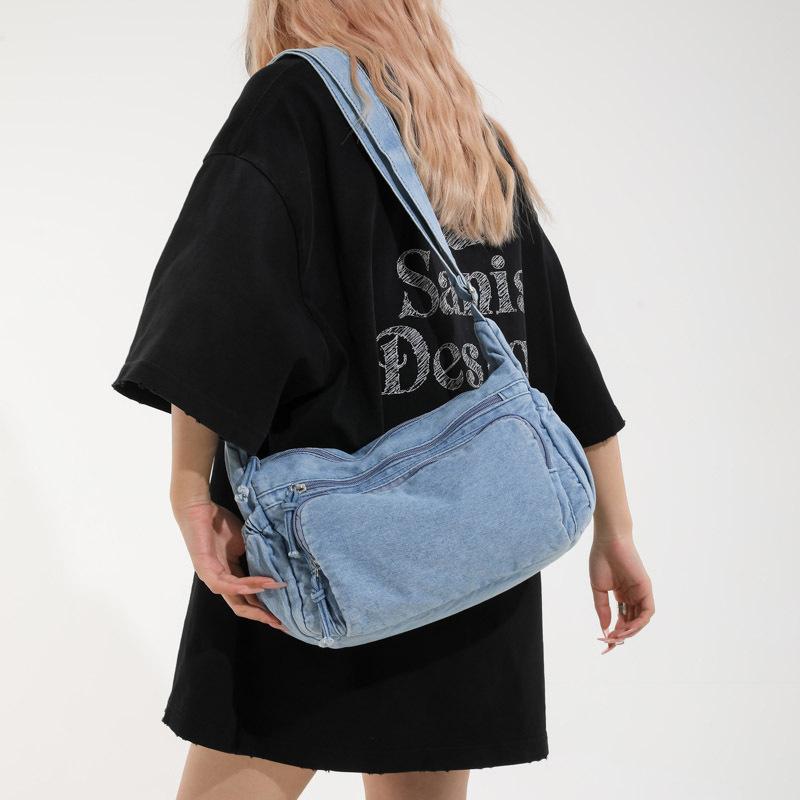 Denim Shoulder Bag Women's Crossbody Bag Commuter Large Capacity Underarm Bag