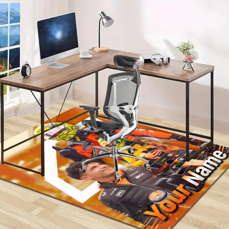 Lando Norris Design Area Rug Personalized Name- Non-Slip, Soft & Cozy Floor Mat for Living Room, Office - Indoor/Outdoor Carpet