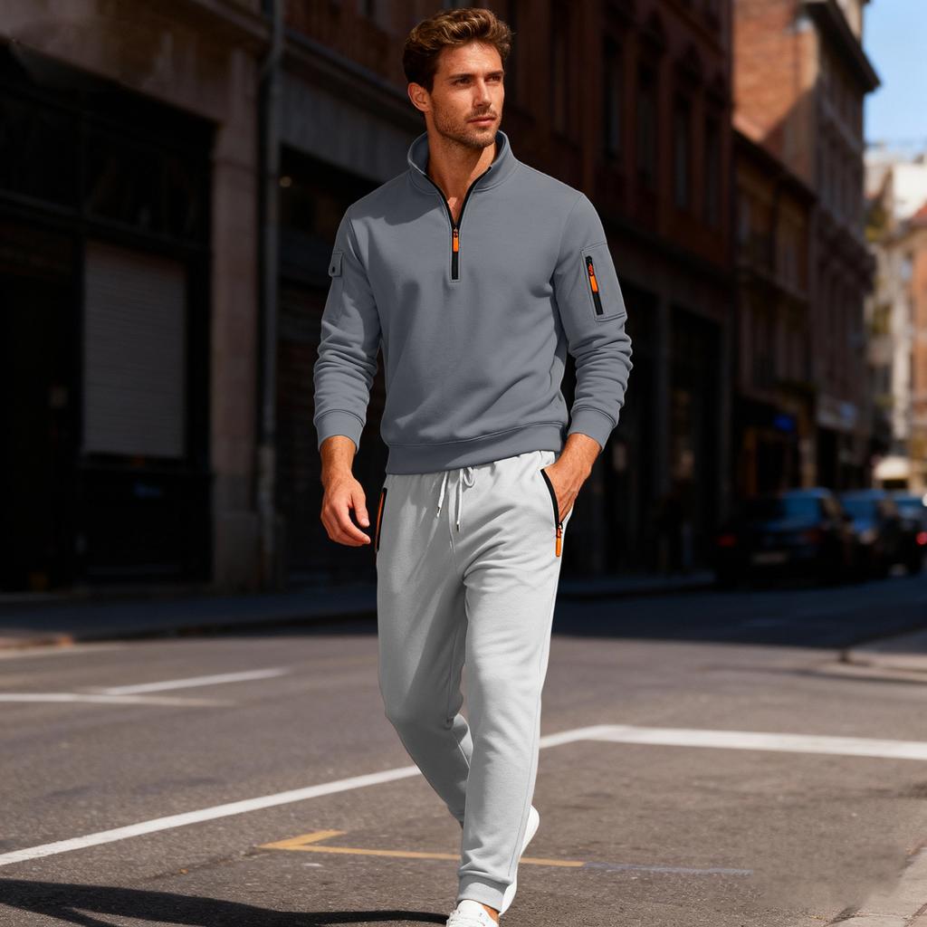 Men's Sweatshirt Suit Men's Solid Color Casual Sports Suit Sweatshirt Suit