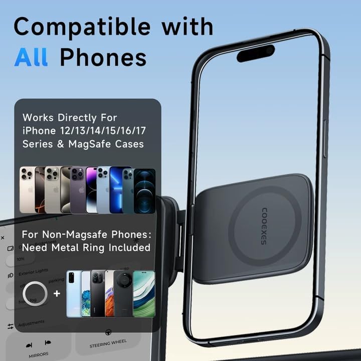 Magnetic Phone Holder for Car, MagSafe Car Mount with Dual Side Strong Magnets,Ultrathin Adjustable Cell Phone Holder, Car Accessories for Women Men,