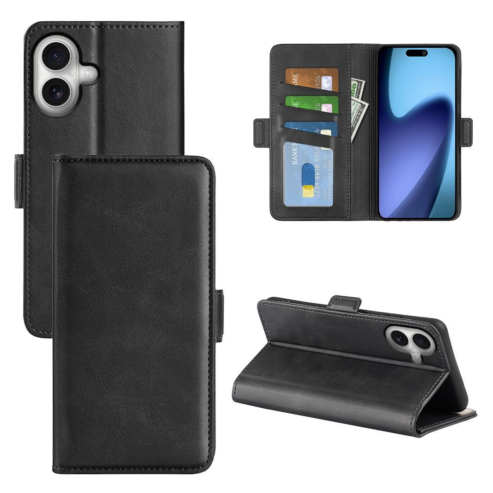 

For iPhone 17 Case Calf Texture Leather Wallet Phone Cover Blue