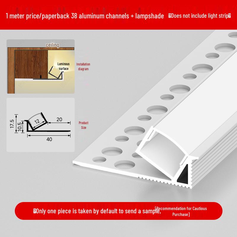 Single-Sided Upward-Emitting Recessed Linear Light - Double Eyelid Aluminum Channel