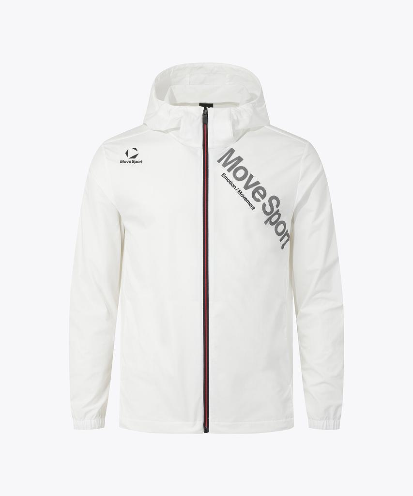MUBEUSEUPOCHEUBAIDESANGTEU Wording Graphic Woven Hooded Windbreaker Jacket White Vs123Ewb11