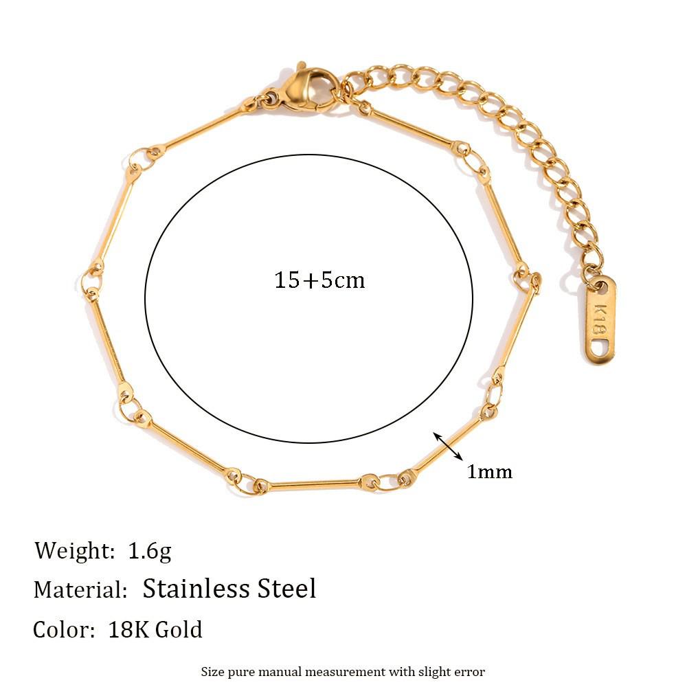 18K Gold-Plated Stainless Steel Paperclip and Rope Chain Bracelet for Women