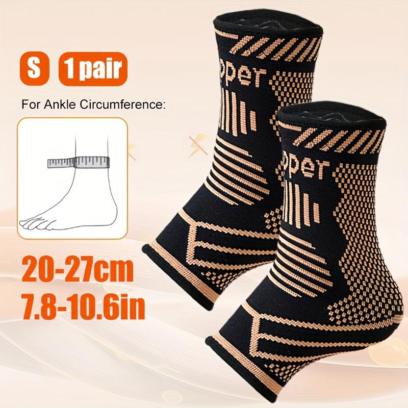 1 Pair Copper Compression Ankle Braces,Non-Slip Strips,Breathable Support Sleeves,High Elasticity Grade, for Men & Women