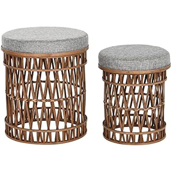 Repose-pieds - DKD HOME DECOR - Standard - Couleur Gris - Matériau Bambou - 40x40x48 Cm