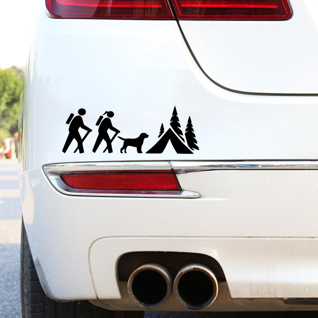 Hiker Dog Camping Tent Decal Sticker for Bumper, rear window, tailgate Adhesion Easy Hiking Life Wall Window Bumper Sticker