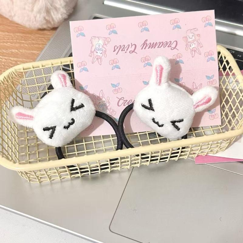 1/2Pcs Cute Plush Bunny Rabbit Hair Tie Hairband For Lolita Girls Students Ponytail Hair Rope Hair Accessories Jewelry